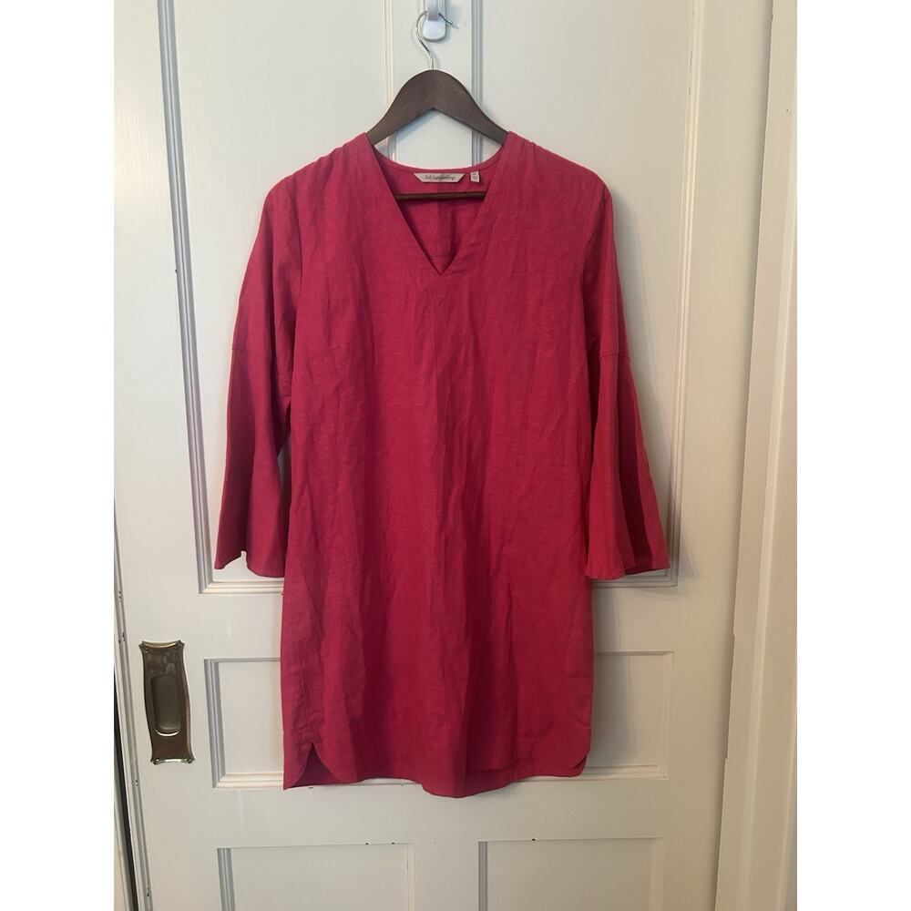 Soft Surroundings Linen Blend Shift Dress Womens Size PM Pink Beach Vacation